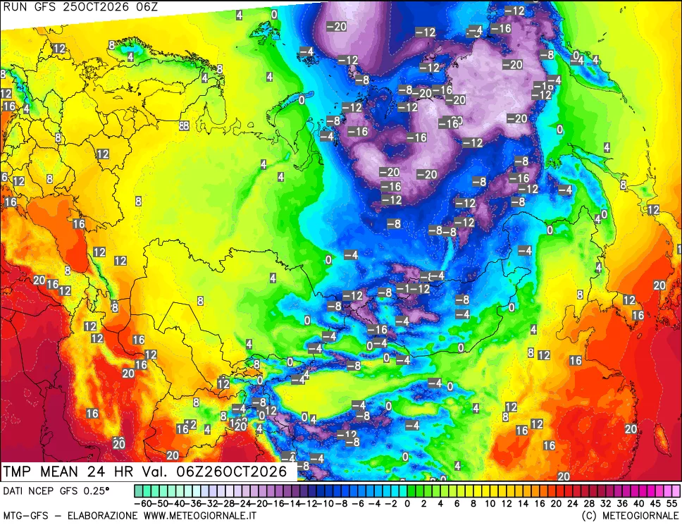 mappa Temperatura media 24 ore