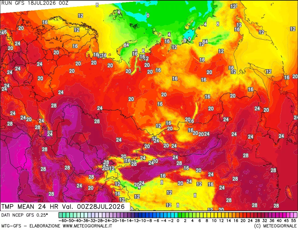 mappa Temperatura media 24 ore