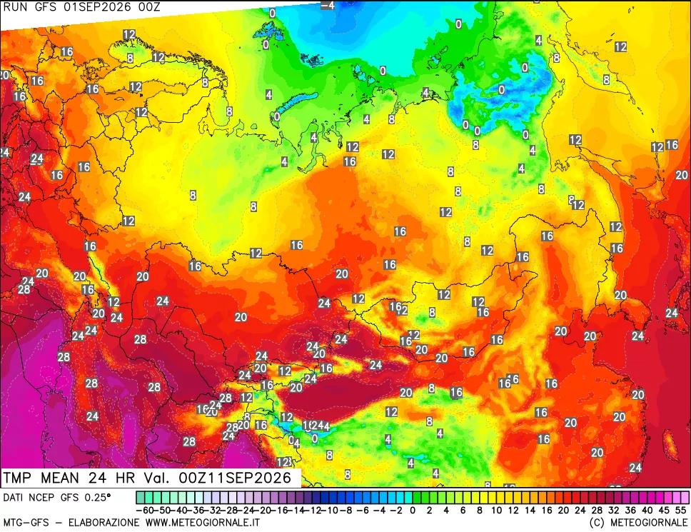 mappa Temperatura media 24 ore