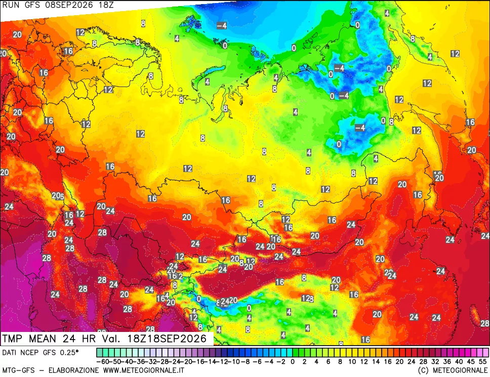 mappa Temperatura media 24 ore