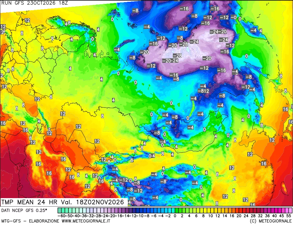 mappa Temperatura media 24 ore