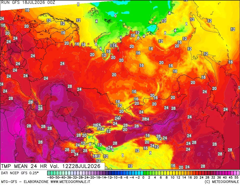 mappa Temperatura media 24 ore