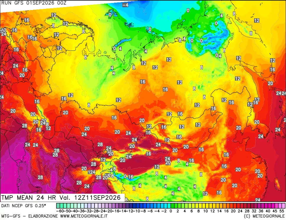 mappa Temperatura media 24 ore