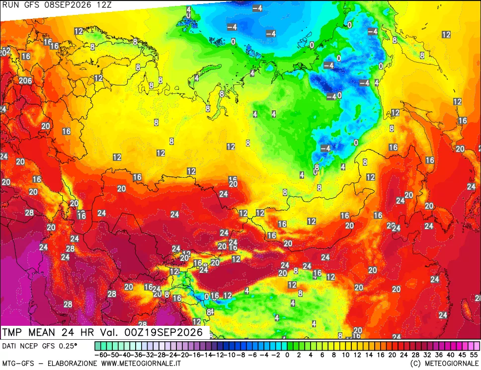 mappa Temperatura media 24 ore