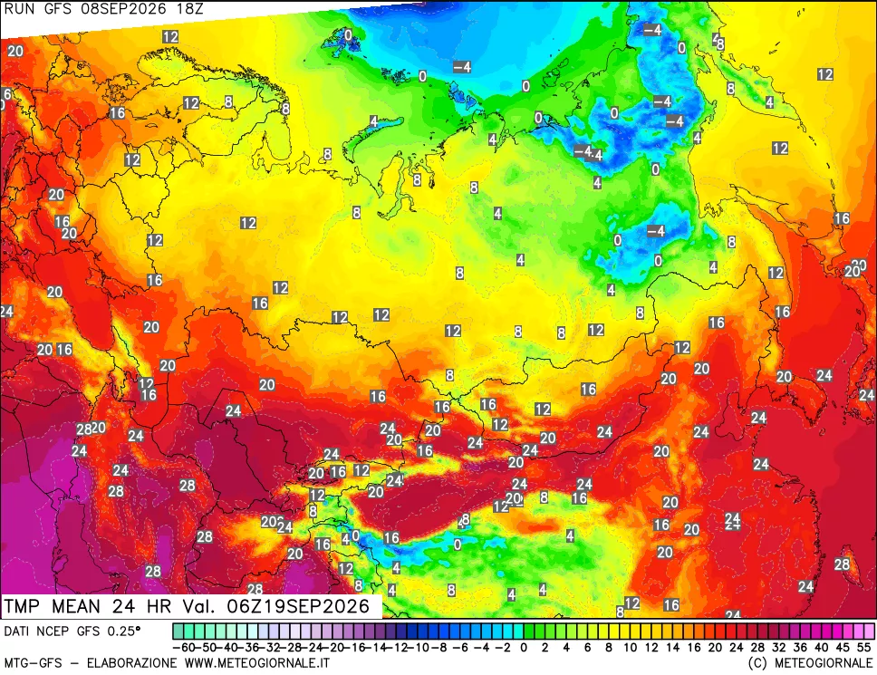 mappa Temperatura media 24 ore