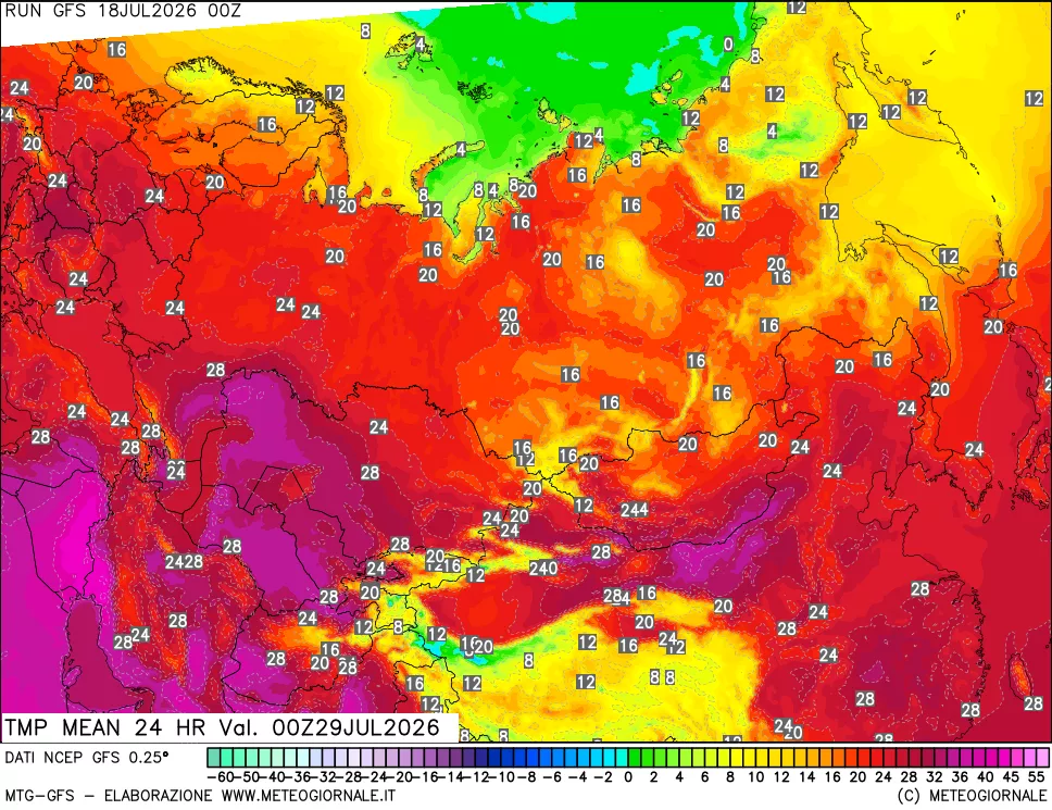 mappa Temperatura media 24 ore