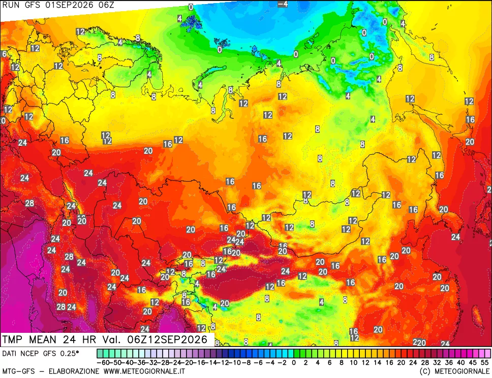 mappa Temperatura media 24 ore