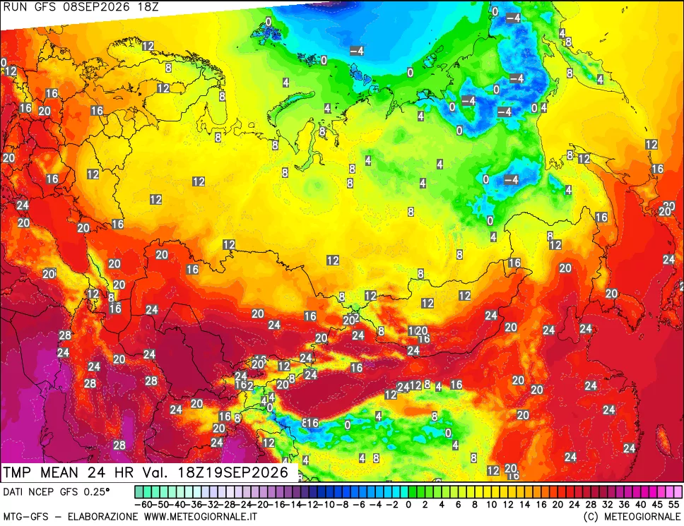 mappa Temperatura media 24 ore