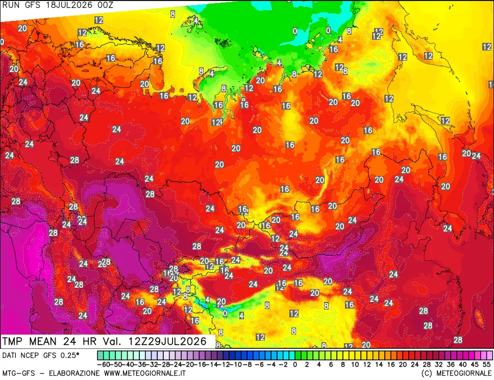 mappa Temperatura media 24 ore