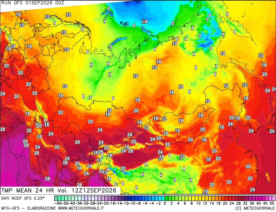 mappa Temperatura media 24 ore