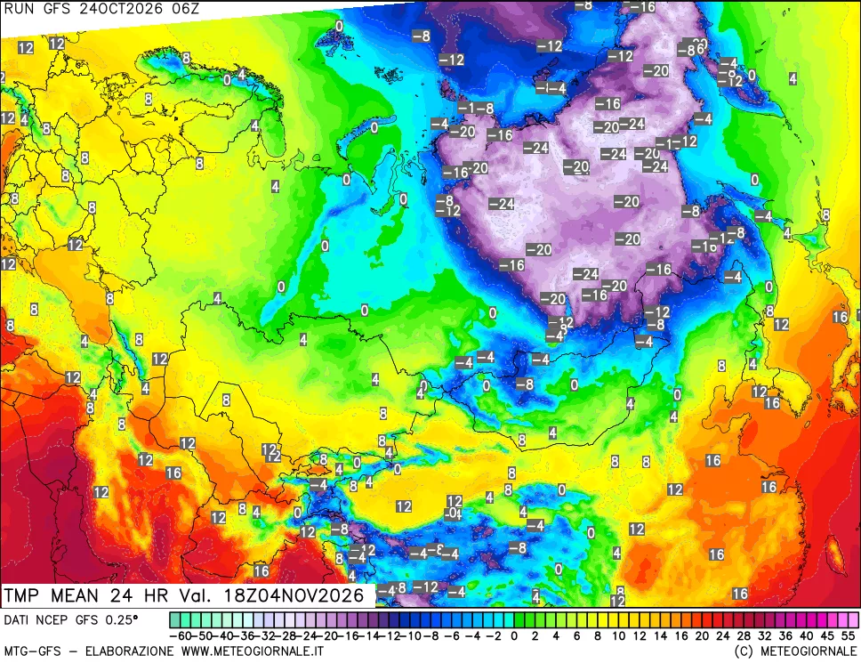 mappa Temperatura media 24 ore