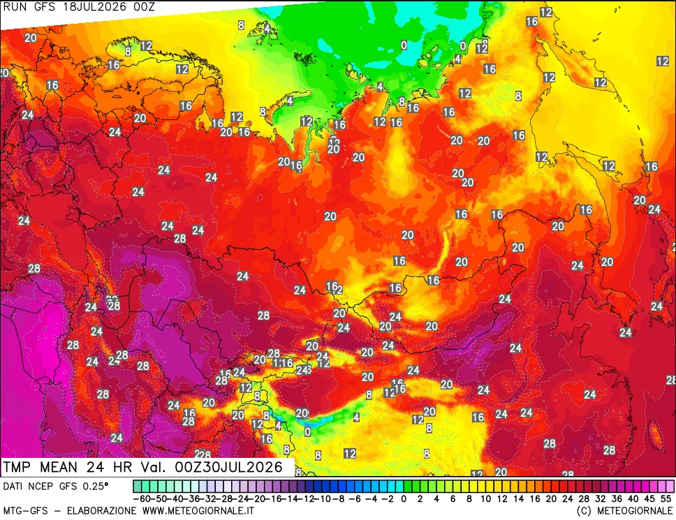 mappa Temperatura media 24 ore