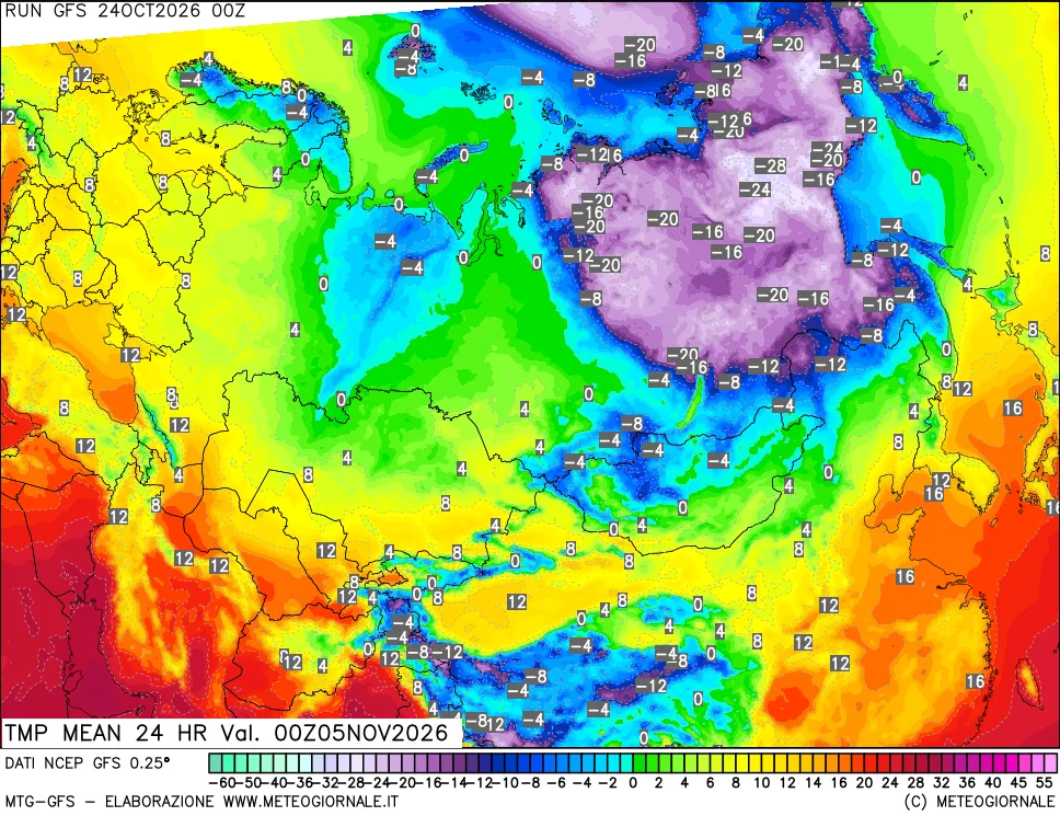 mappa Temperatura media 24 ore
