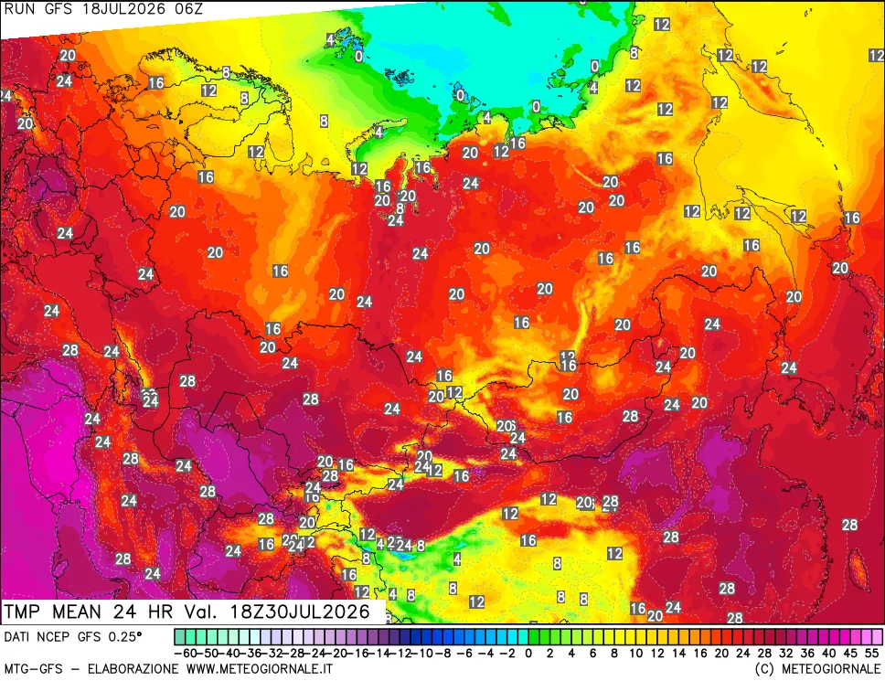 mappa Temperatura media 24 ore