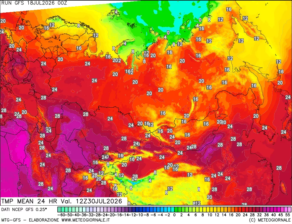 mappa Temperatura media 24 ore