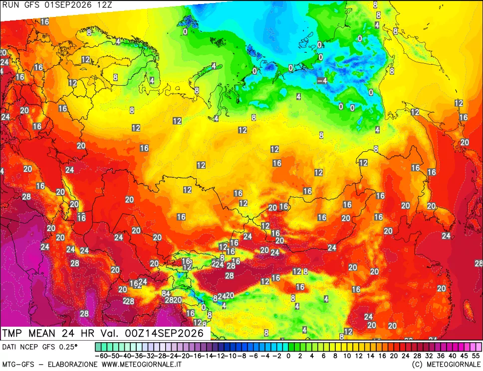 mappa Temperatura media 24 ore