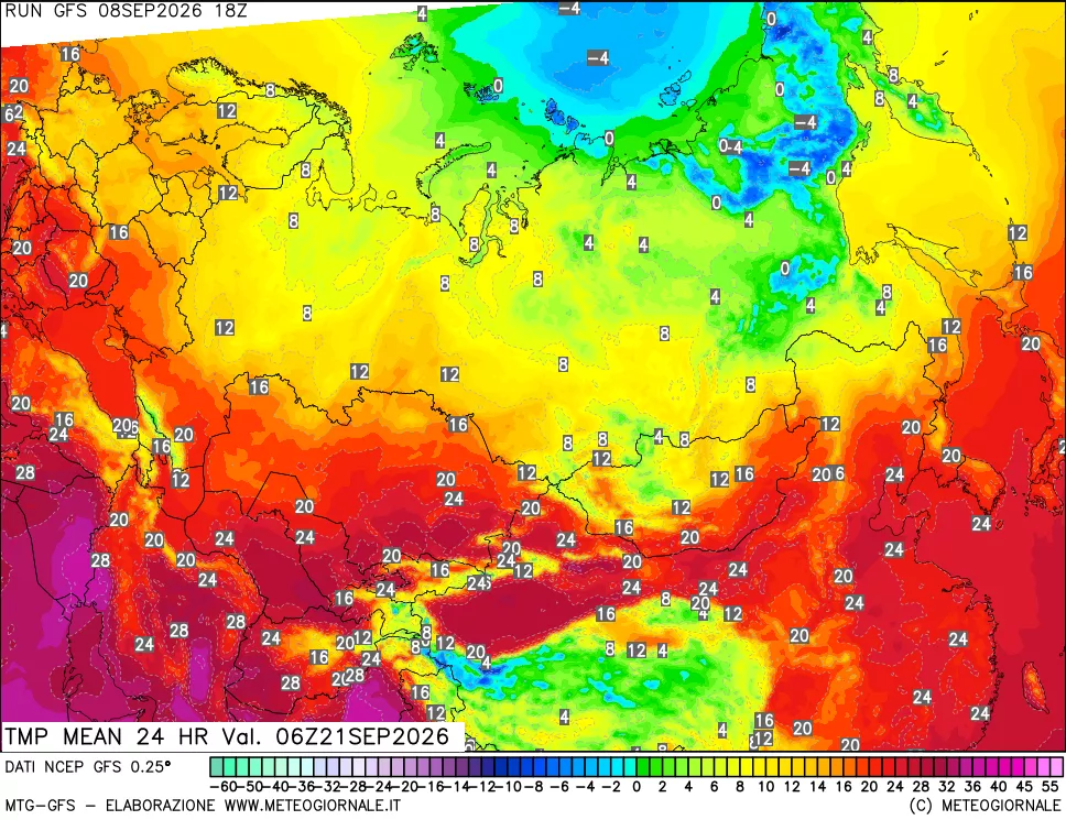 mappa Temperatura media 24 ore