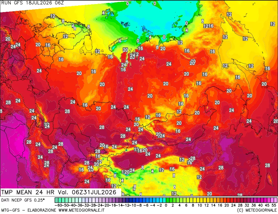 mappa Temperatura media 24 ore
