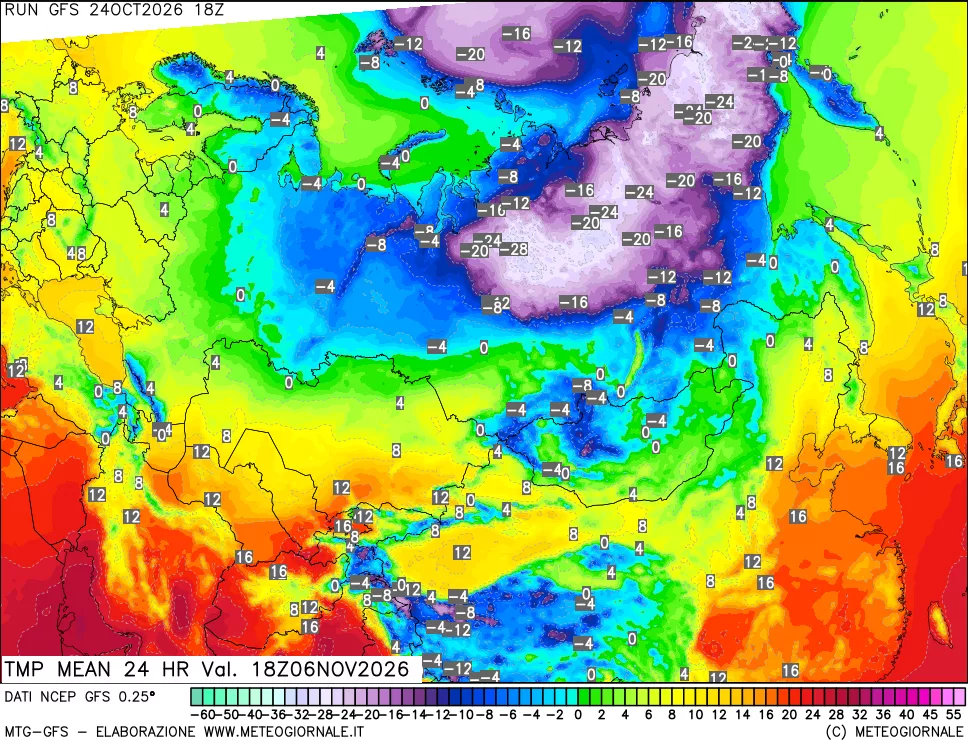 mappa Temperatura media 24 ore