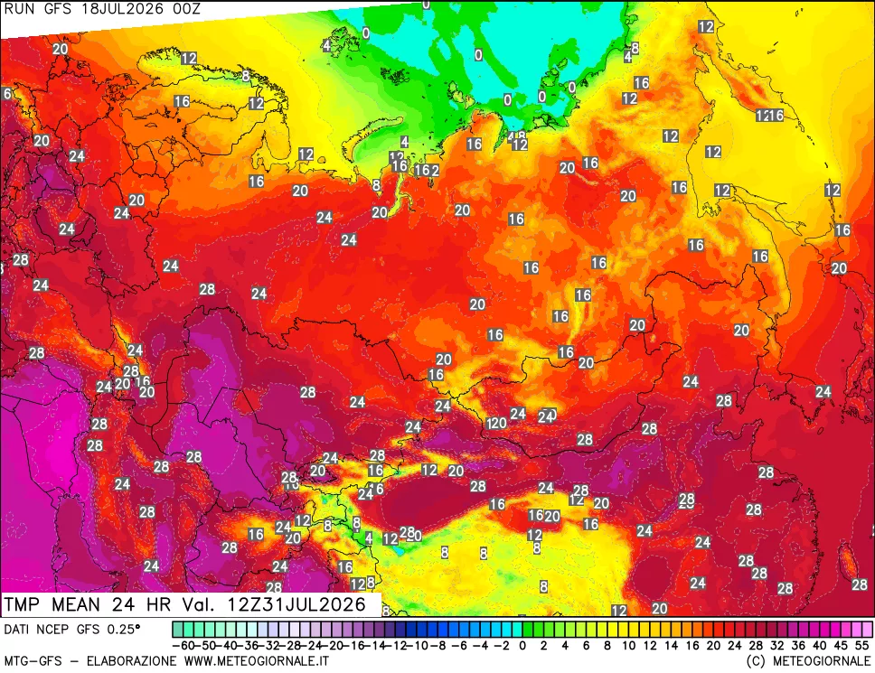 mappa Temperatura media 24 ore