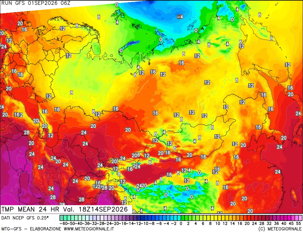 mappa Temperatura media 24 ore