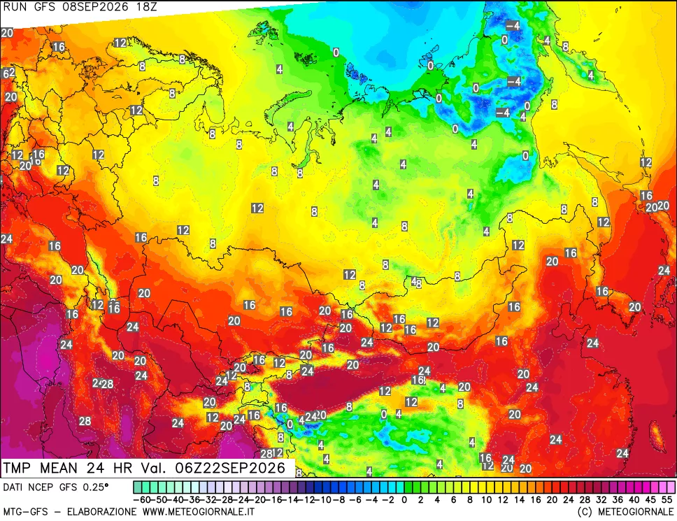 mappa Temperatura media 24 ore