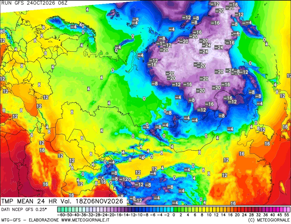 mappa Temperatura media 24 ore