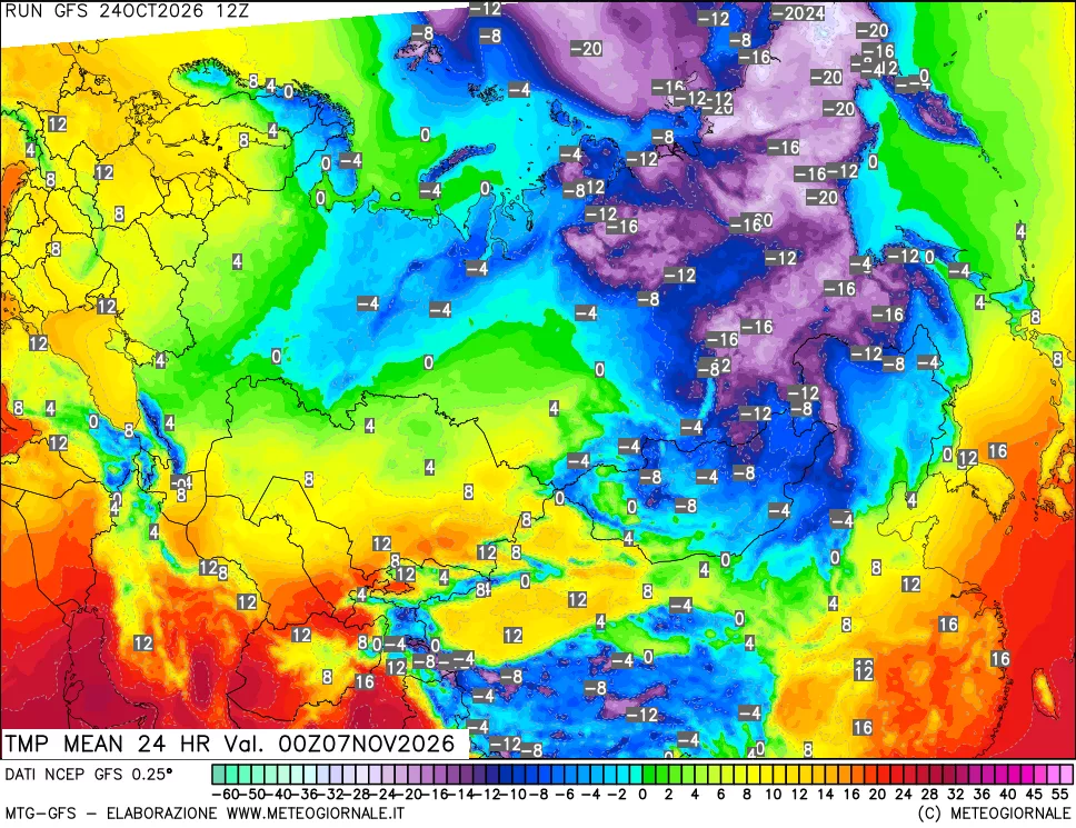 mappa Temperatura media 24 ore