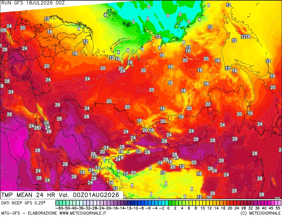 mappa Temperatura media 24 ore