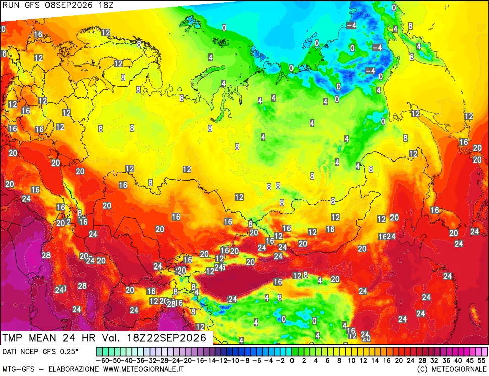 mappa Temperatura media 24 ore