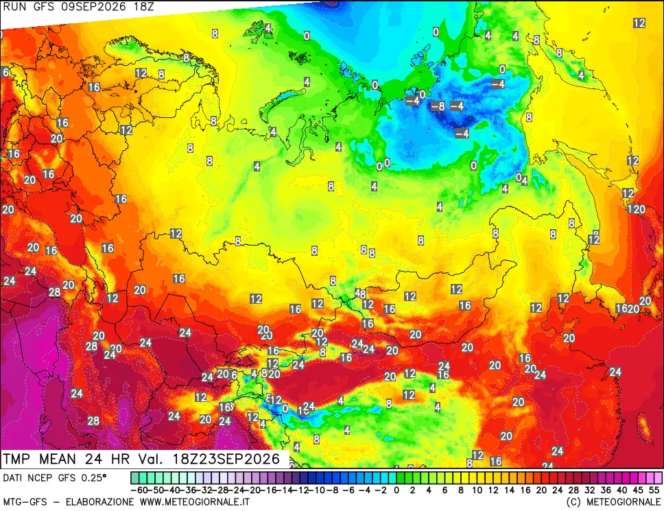 mappa Temperatura media 24 ore