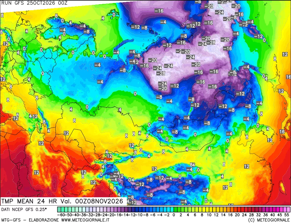 mappa Temperatura media 24 ore