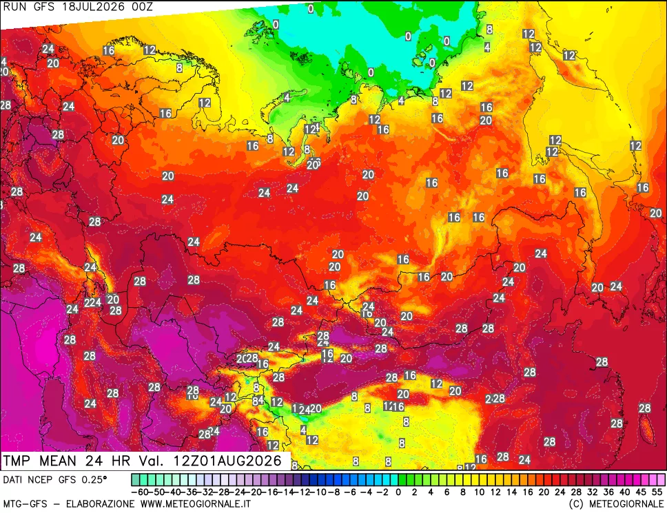 mappa Temperatura media 24 ore