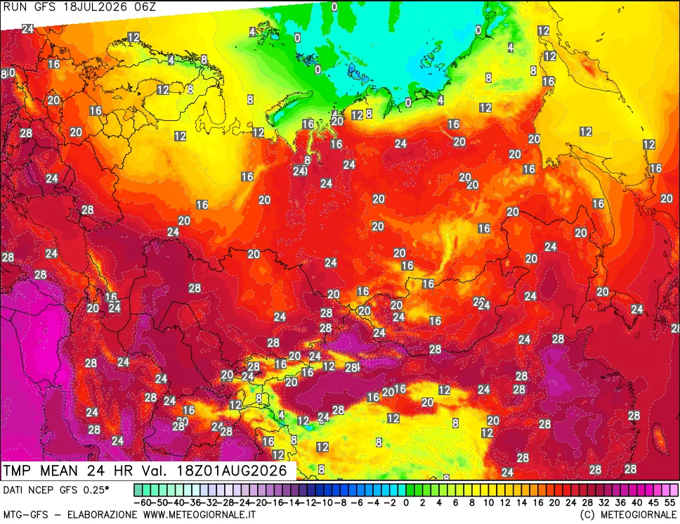 mappa Temperatura media 24 ore
