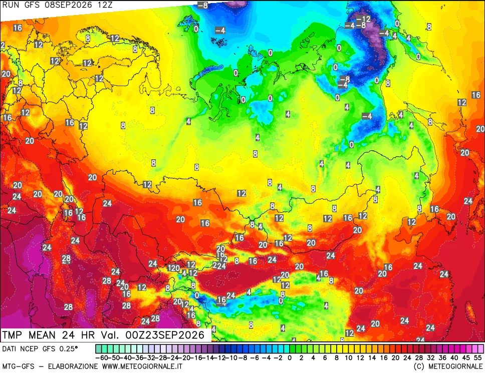mappa Temperatura media 24 ore