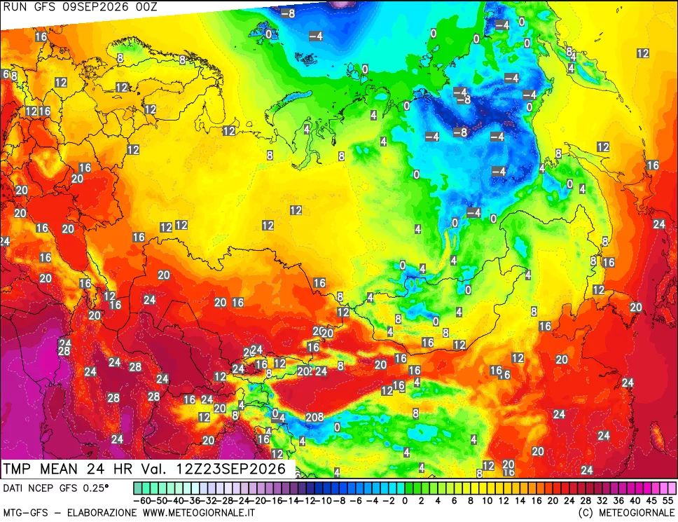 mappa Temperatura media 24 ore