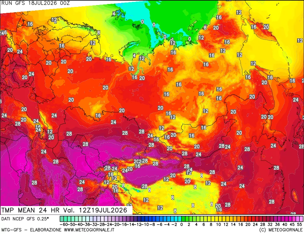 mappa Temperatura media 24 ore