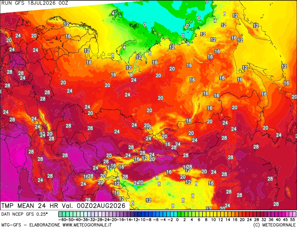 mappa Temperatura media 24 ore