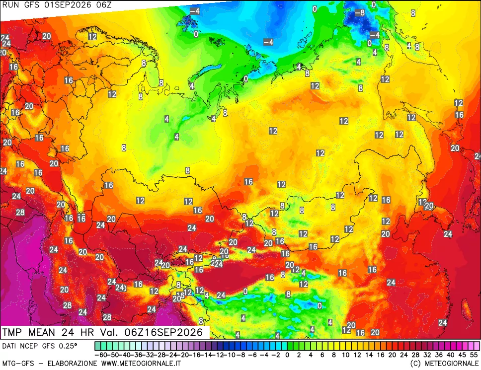 mappa Temperatura media 24 ore