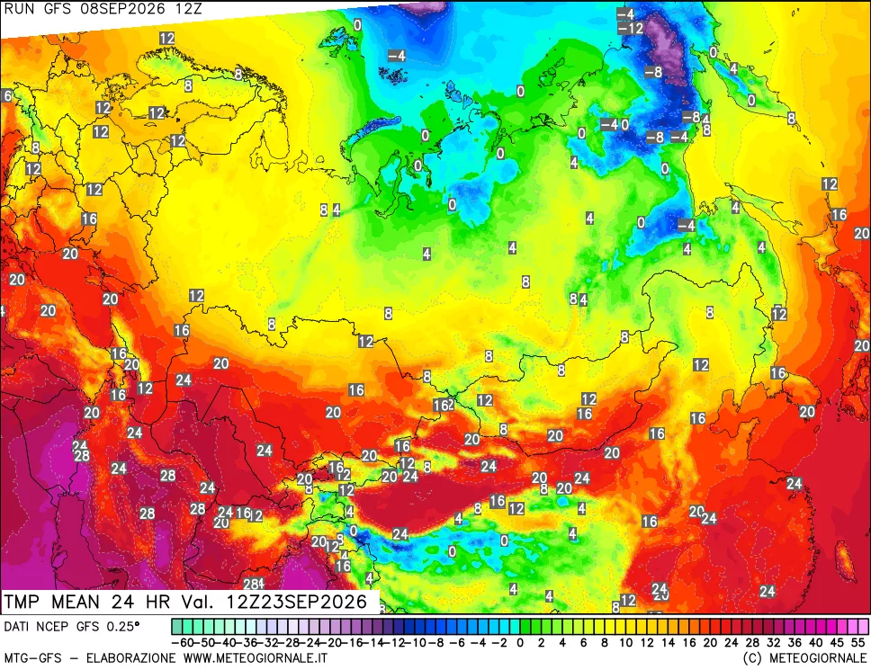 mappa Temperatura media 24 ore