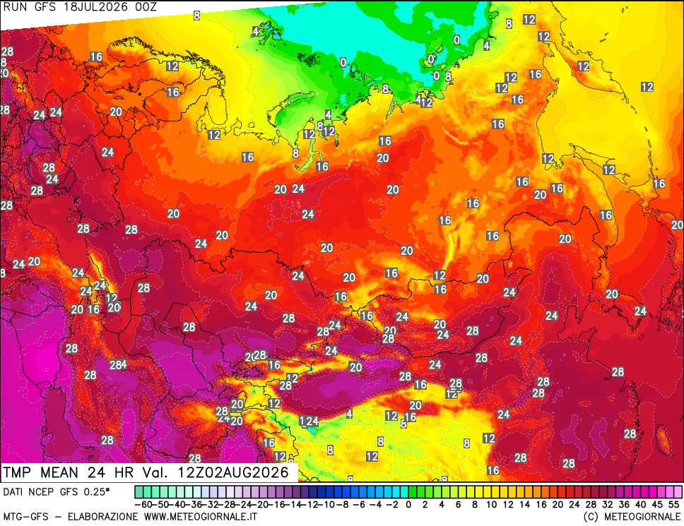 mappa Temperatura media 24 ore