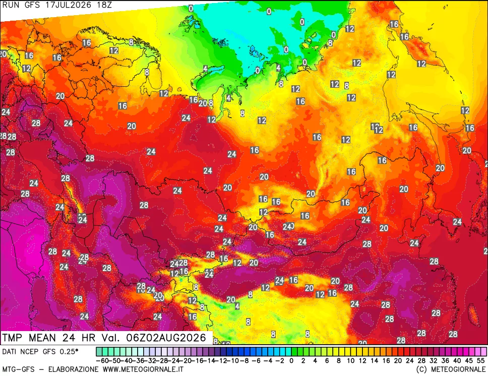mappa Temperatura media 24 ore