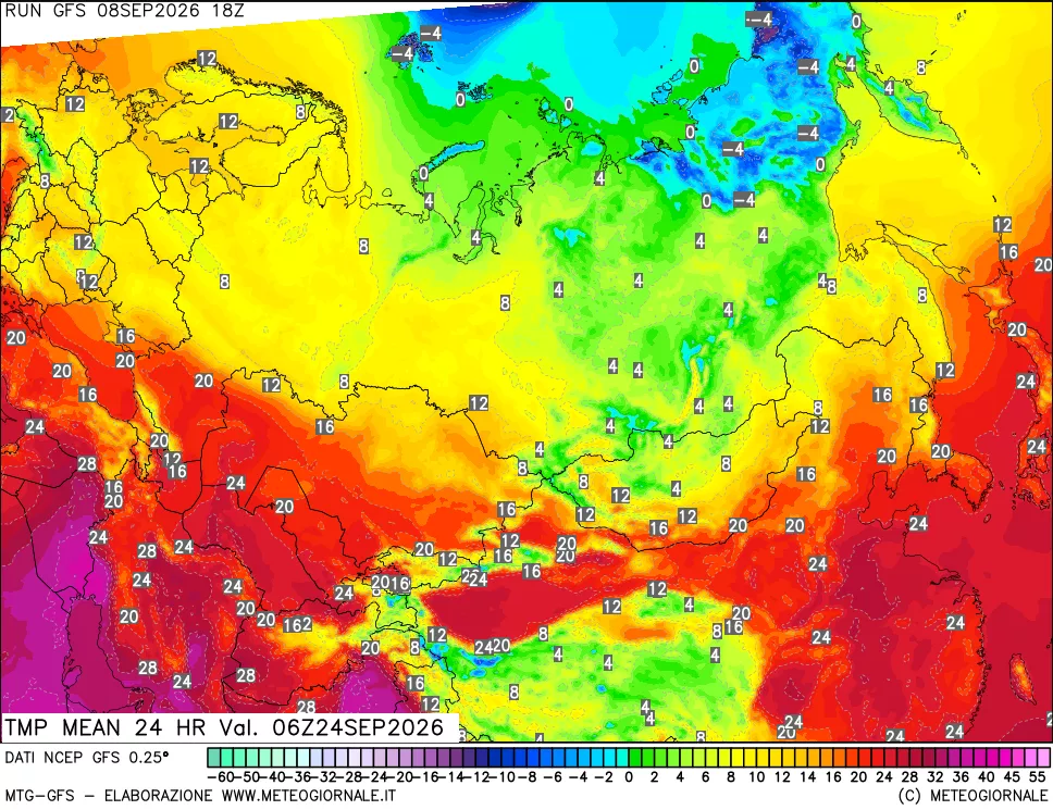 mappa Temperatura media 24 ore
