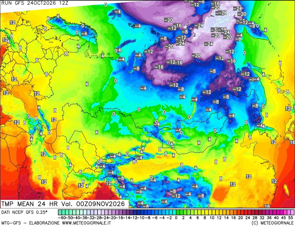mappa Temperatura media 24 ore