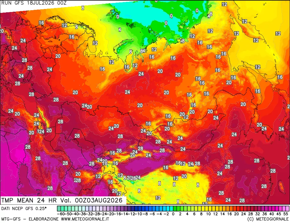 mappa Temperatura media 24 ore