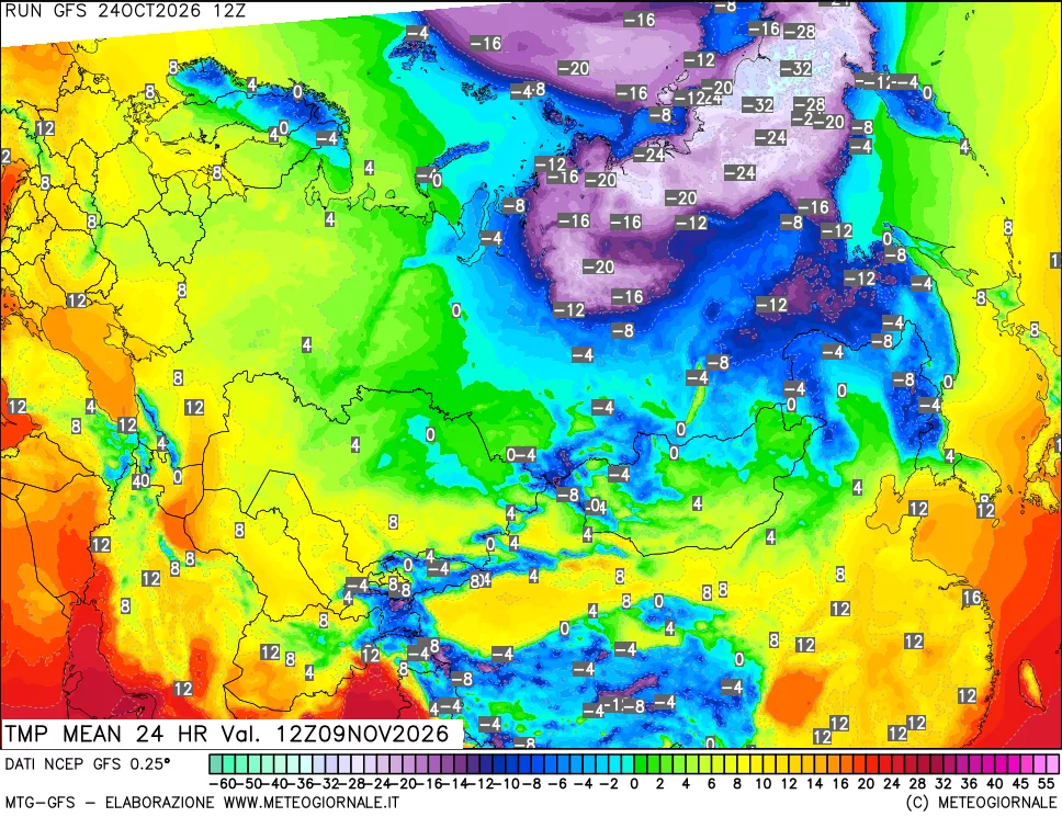 mappa Temperatura media 24 ore