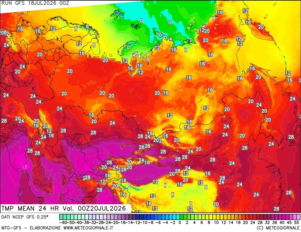 mappa Temperatura media 24 ore