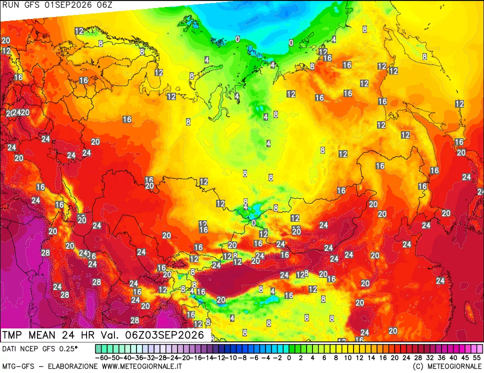 mappa Temperatura media 24 ore