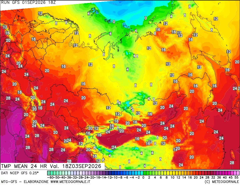 mappa Temperatura media 24 ore