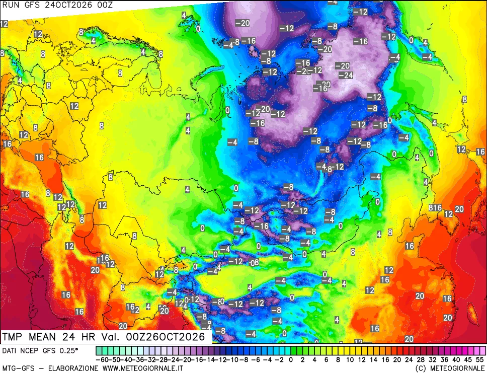 mappa Temperatura media 24 ore